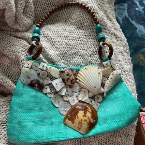 Sealife shell aqua handbag purse beach tropical vacation